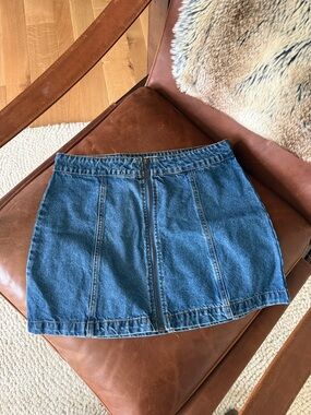 Forever 21 Blue Denim Zip-Front Mini Skirt